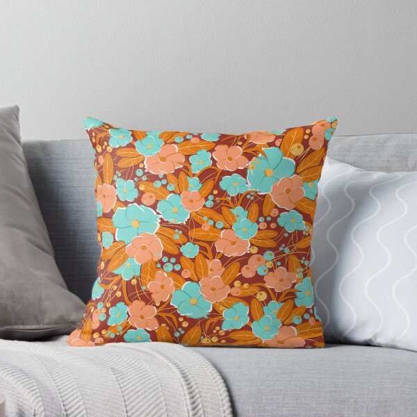 Item preview, Small bouquet, Orange and turquoise on a brown background designed and sold by Alex  Blud.