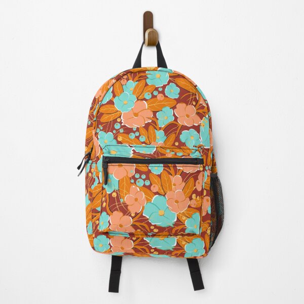 Item preview, Small bouquet, Orange and turquoise on a brown background designed and sold by Alex  Blud.