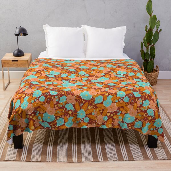 Item preview, Small bouquet, Orange and turquoise on a brown background designed and sold by Alex  Blud.