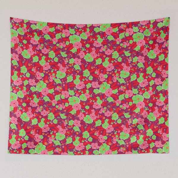 Item preview, Small bouquet, Pink and green on purple background designed and sold by Alex  Blud.