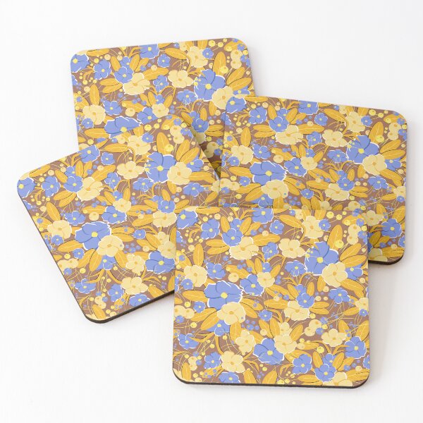 Item preview, Small bouquet, Yellow and blue on brown background designed and sold by Alex  Blud.