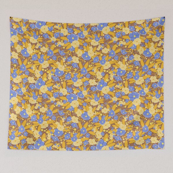 Item preview, Small bouquet, Yellow and blue on brown background designed and sold by Alex  Blud.