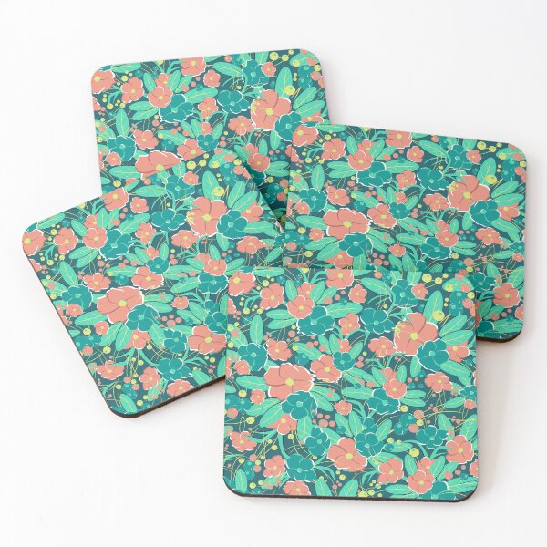 Item preview, Small bouquet, Green and pink-orange on dark green background designed and sold by Alex  Blud.