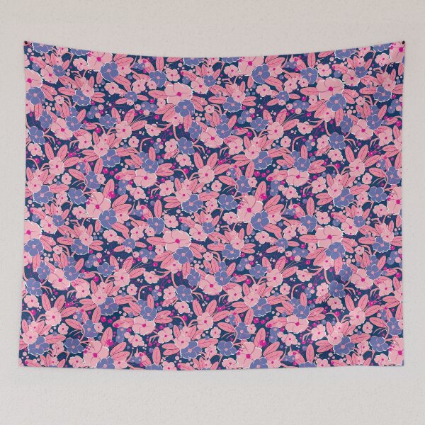 Item preview, Small bouquet, Pink and blue on dark blue background designed and sold by Alex  Blud.