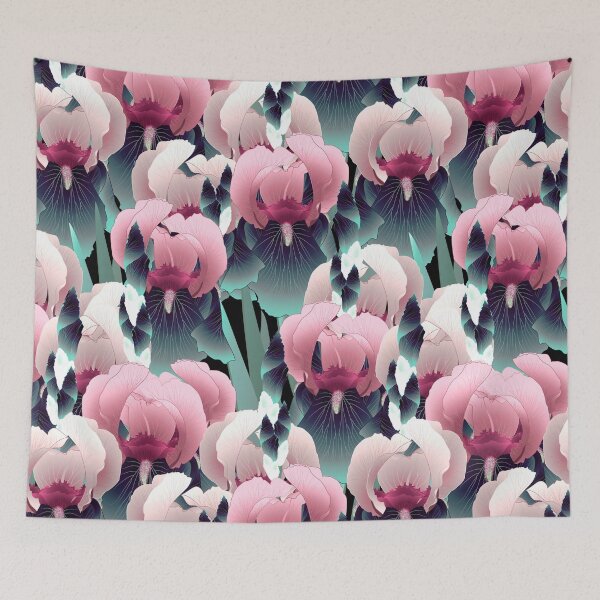 Item preview, Irises, Pink and dark turquoise designed and sold by Alex  Blud.