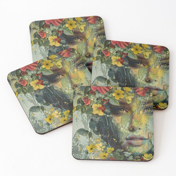 Item preview, Colorful woman's face merged with floral elements art designed and sold by Artessie.