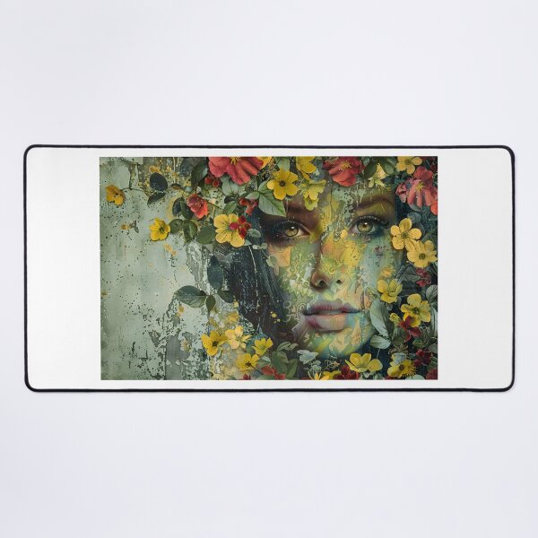 Item preview, Colorful woman's face merged with floral elements art designed and sold by Artessie.