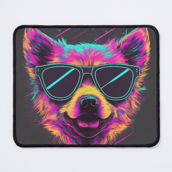 Item preview, Dog wearing  eyeglasses look cool smart and happy with neon color designed and sold by HakunamatataTin.