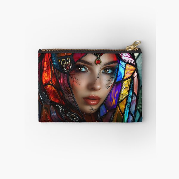 Item preview, Stained glass portrait of a woman in colorful attire designed and sold by Artessie.