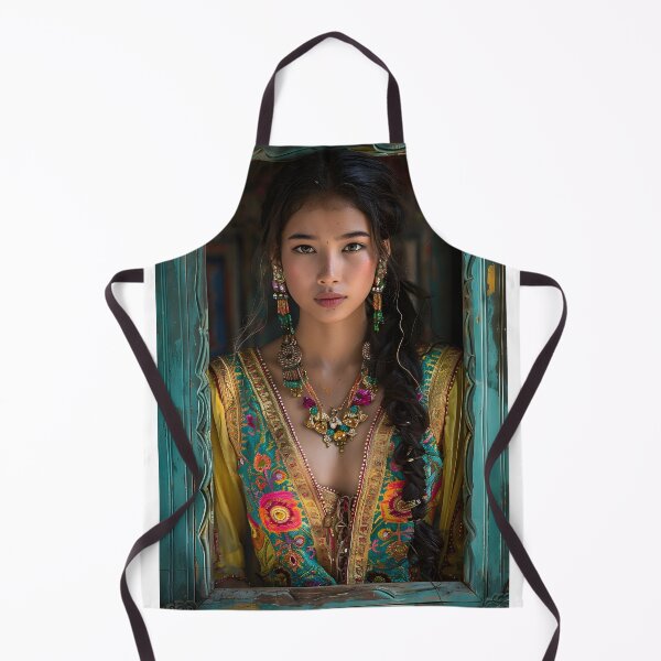 Item preview, Colorful portrait of woman in traditional attire, jewelry designed and sold by Artessie.