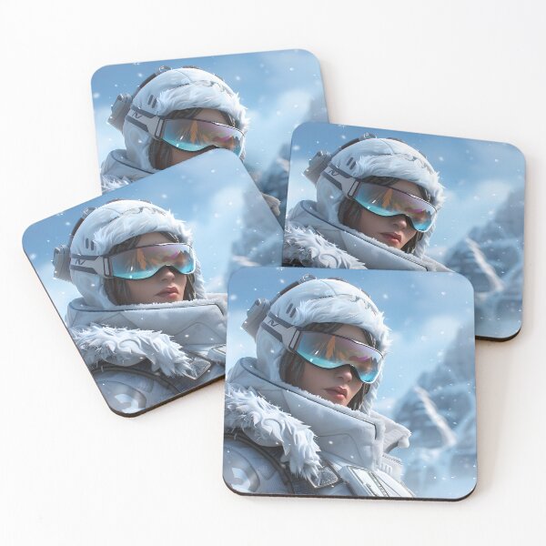 Item preview, Polar explorer dressed in white gear in snowy mountains designed and sold by Artessie.