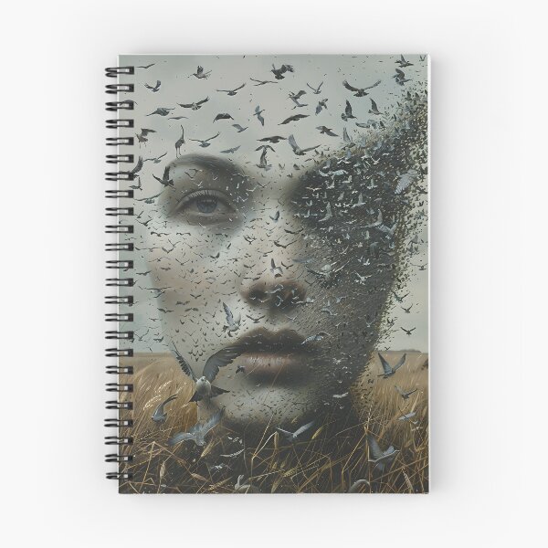 Item preview, Abstract portrait with disintegrating birds in nature designed and sold by Artessie.