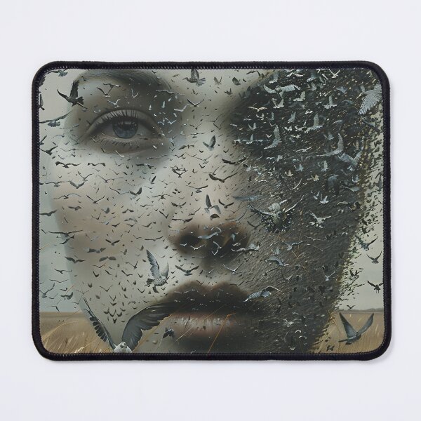 Item preview, Abstract portrait with disintegrating birds in nature designed and sold by Artessie.