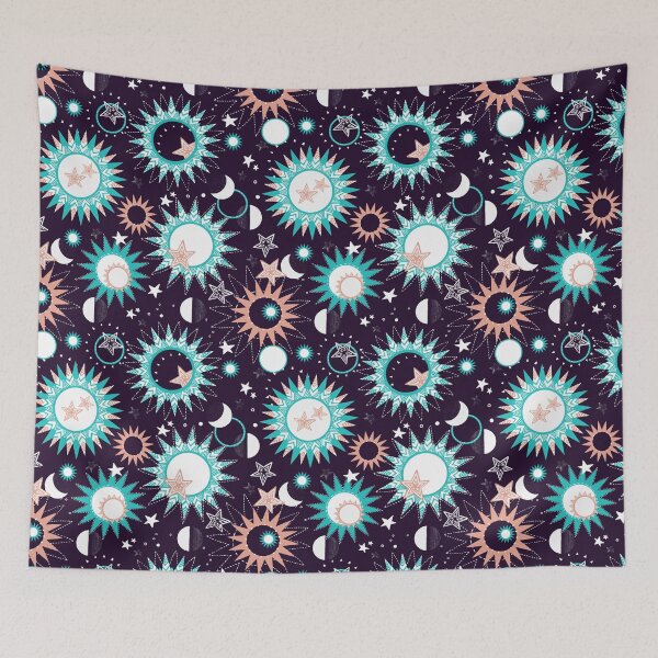 Item preview, Heavenly bodies, Pink and turquoise, dark dark purple designed and sold by Alex  Blud.