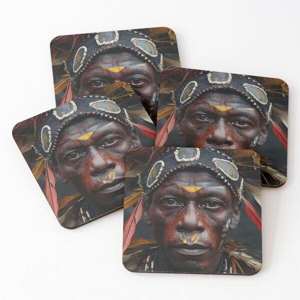 Item preview, Portrait of a person with elaborate feathered headdress designed and sold by Artessie.