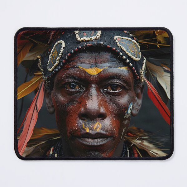Item preview, Portrait of a person with elaborate feathered headdress designed and sold by Artessie.