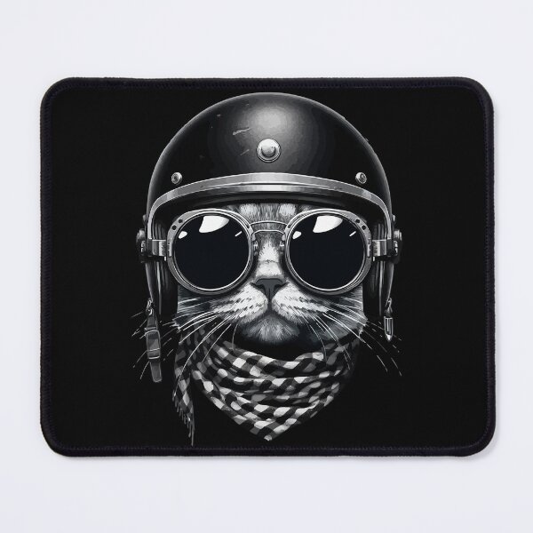Item preview, Funny Biker Cat In Cool Helmet Monochromatic designed and sold by TomFrontierArt.