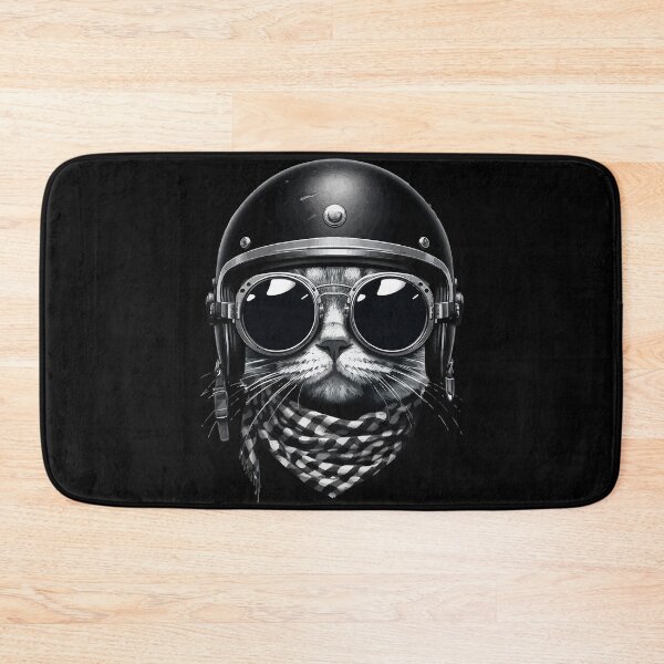 Item preview, Funny Biker Cat In Cool Helmet Monochromatic designed and sold by TomFrontierArt.