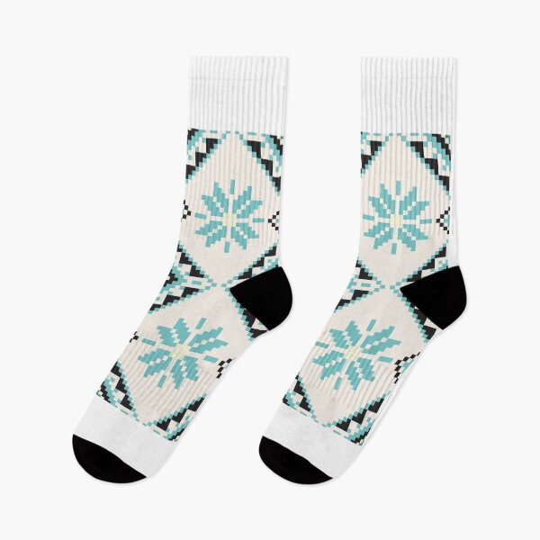 Item preview, Pixel Art Geometric Floral Pattern Blue and Black Accents designed and sold by Opart Srinok.