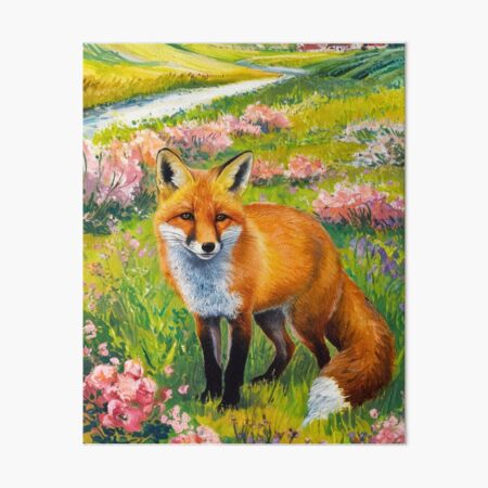 Item preview, Fox Portrait. Spring season, floral fox, vintage fox, fox painting, Pierre-Auguste Renoir style designed and sold by FoxVibes.