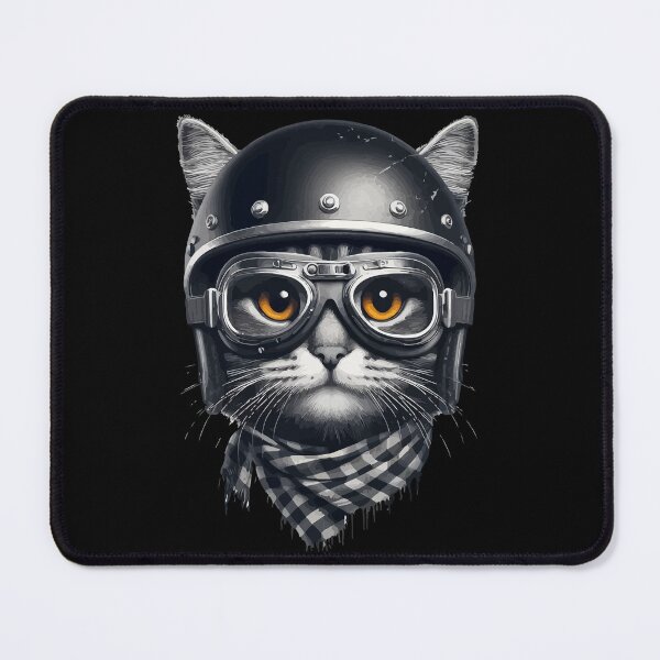 Item preview, Biker Cat In Cool Helmet Monochromatic designed and sold by TomFrontierArt.