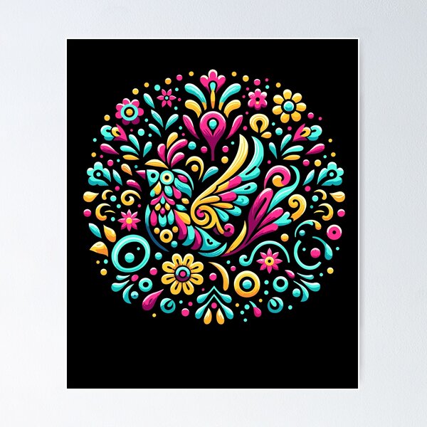 Item preview, Floral Bird Otomi Mexican Embroidery Style Mexicano Mexican designed and sold by Dressed For  Duty.