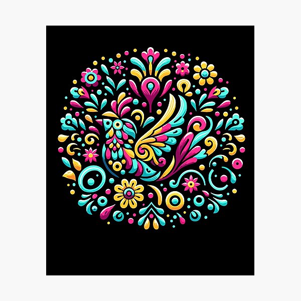 Item preview, Floral Bird Otomi Mexican Embroidery Style Mexicano Mexican designed and sold by Dressed For  Duty.