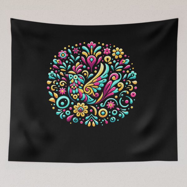 Item preview, Floral Bird Otomi Mexican Embroidery Style Mexicano Mexican designed and sold by Dressed For  Duty.