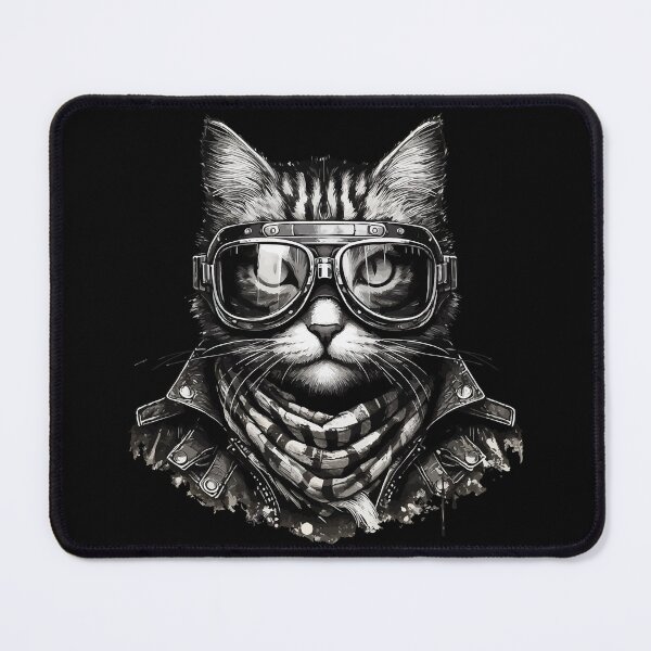 Item preview, Biker Cat Monochromatic designed and sold by TomFrontierArt.