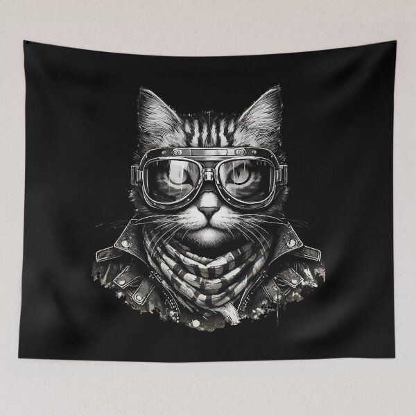 Item preview, Biker Cat Monochromatic designed and sold by TomFrontierArt.