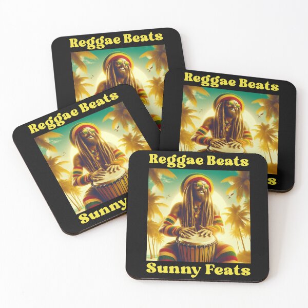 Item preview, Reggae Beats & Sunny Feats Djembe T-shirt designed and sold by Grindcorer.