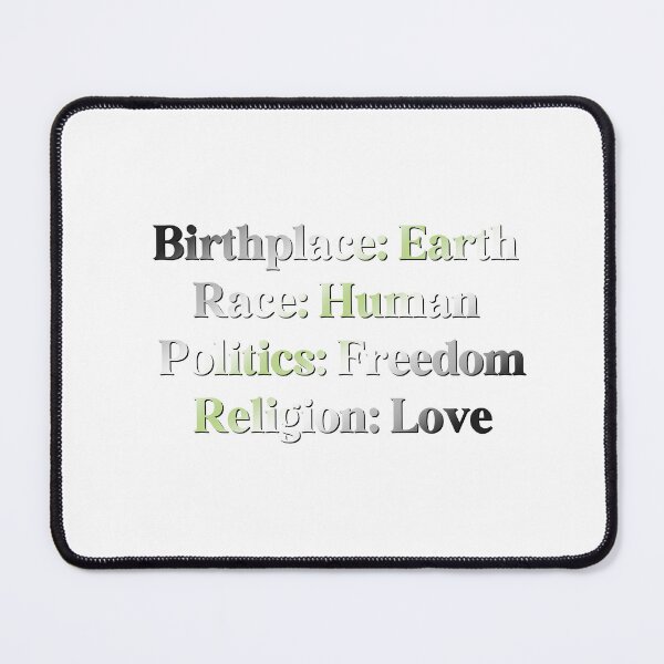 Item preview, Agender Pride Flag Colored: Birthplace Earth, Race Human, Politics Freedom Religion Love, Agender Design designed and sold by Travelslightly.