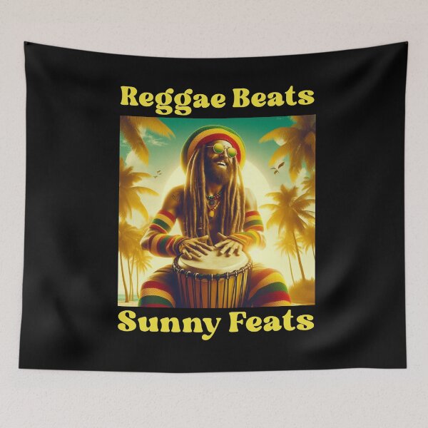 Item preview, Reggae Beats & Sunny Feats Djembe T-shirt designed and sold by Grindcorer.
