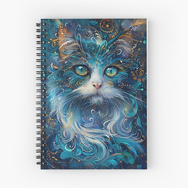Item preview, cat with floral pattern with blue and orange accents designed and sold by Artessie.