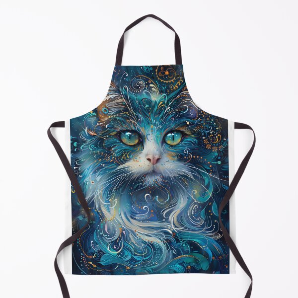 Item preview, cat with floral pattern with blue and orange accents designed and sold by Artessie.