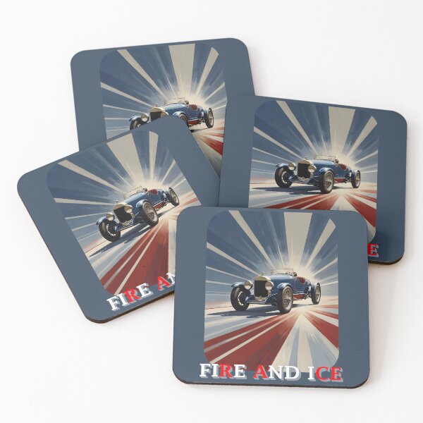 Item preview, vintage poster of blue 1920 raceing car - fire and ice designed and sold by Museum Of Non-Existing Art.