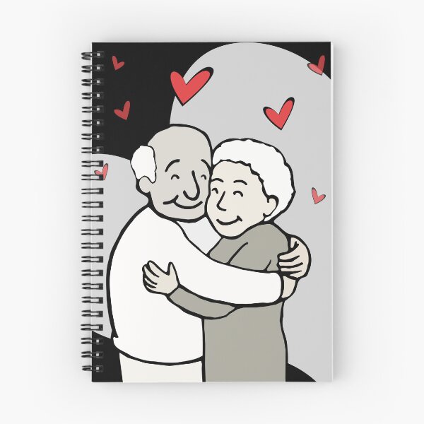 Item preview, Senior couple. Elderly people warm hug together. Old people in love. Cartoon image. designed and sold by HippoInkStudio.