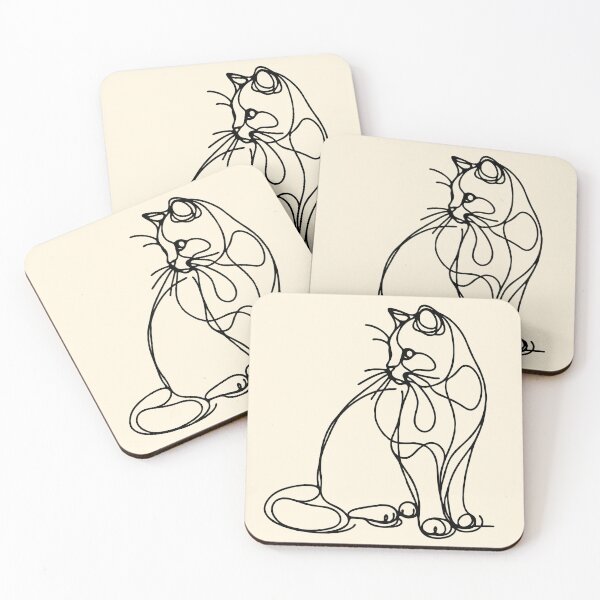 Item preview, Sitting Cat Poses Cat Lover black Minimalist Monoline Art, sitting cats, cute cat, funny cat designed and sold by Collagedream.