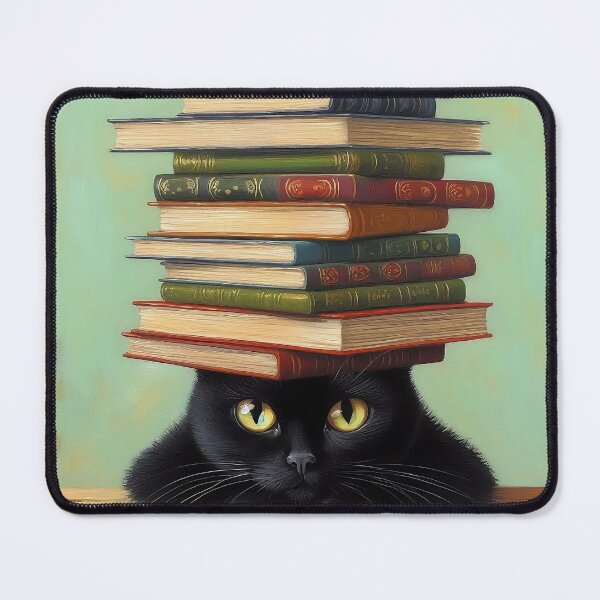 Item preview, Books on cat's head designed and sold by Thedigital91.