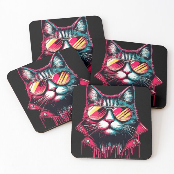 Item preview, Cool Retro Cyberpunk Cat In Sunglasses designed and sold by TomFrontierArt.