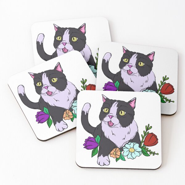 Item preview, Tuxedo cat with flowers designed and sold by Antiope33.