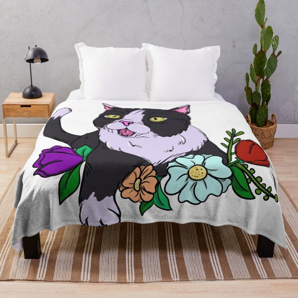 Item preview, Tuxedo cat with flowers designed and sold by Antiope33.