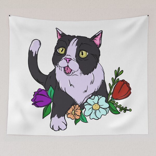 Item preview, Tuxedo cat with flowers designed and sold by Antiope33.