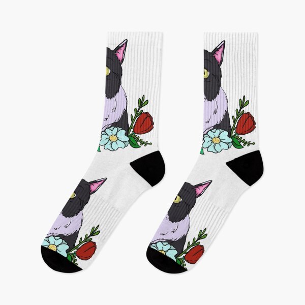 Item preview, Tuxedo cat with flowers designed and sold by Antiope33.