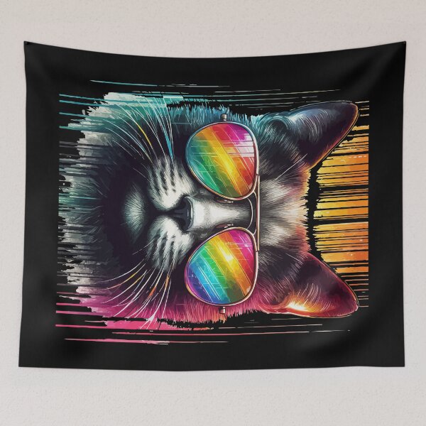 Item preview, Cool Retro Cyberpunk Cat In Sunglasses designed and sold by TomFrontierArt.