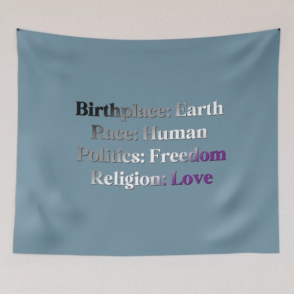 Item preview, Asexual Pride Flag Colored: Birthplace-Earth, Race-Human, Politics-Freedom Religion-Love,  Asexual Design designed and sold by Travelslightly.