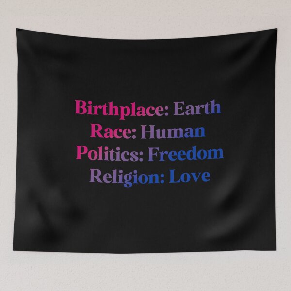 Item preview, Bisexual Pride Flag Colored: Birthplace-Earth, Race-Human, Politics-Freedom Religion-Love,  Bisexual Design designed and sold by Travelslightly.