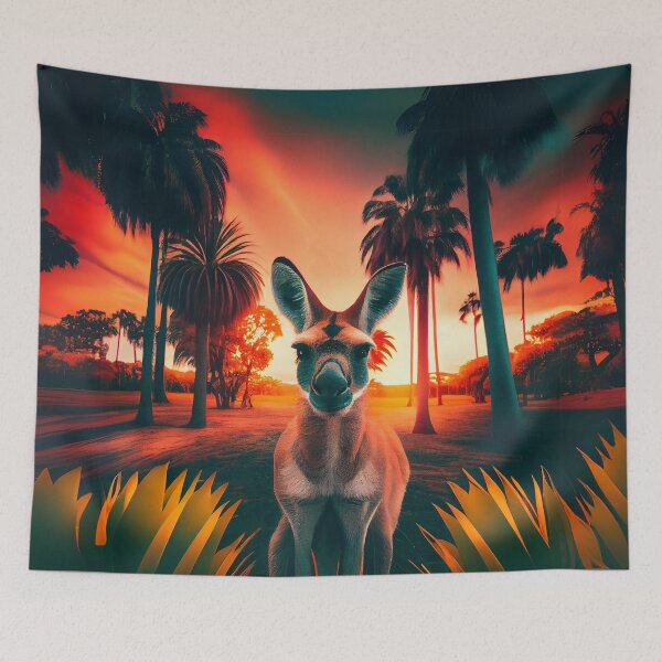 Item preview, Sunset Encounter with a Jungle Kangaroo designed and sold by Sillytoe.