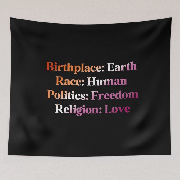 Item preview, Lesbian Pride Flag Colored: Birthplace-Earth, Race-Human, Politics-Freedom Religion-Love, Lesbian Design designed and sold by Travelslightly.