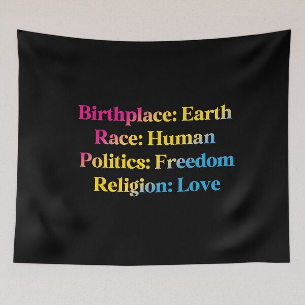 Item preview,  Pansexual Pride Flag Colored: Birthplace-Earth, Race-Human, Politics-Freedom Religion-Love, Pansexual Design designed and sold by Travelslightly.